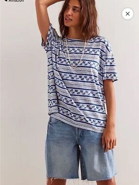 Free People Nina Printed Tee Medium NWOT